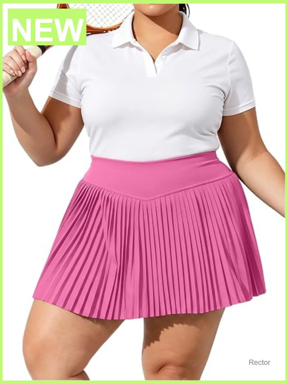 Plus Size Pleated Tennis Skort with Built-In Shorts Pockets High Waisted